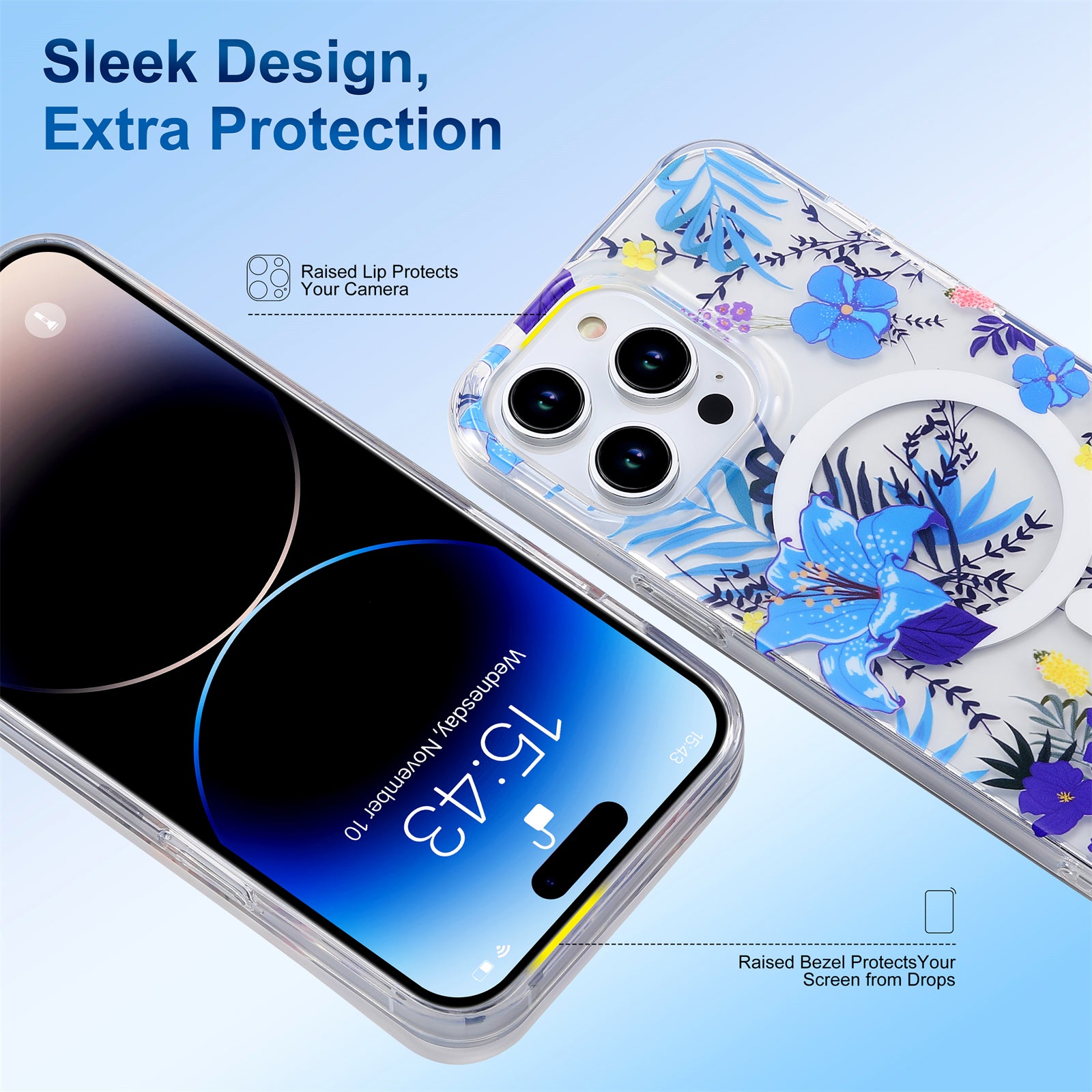 Spring Series Magnetic Phone Case for iPhone 14 Pro Compatible with MagSafe Clear TPU Flower IMD Design Cover Spring Series Magnetic Phone Case for iPhone 14 Pro Compatible with MagSafe Clear TPU Flower IMD Design Cover